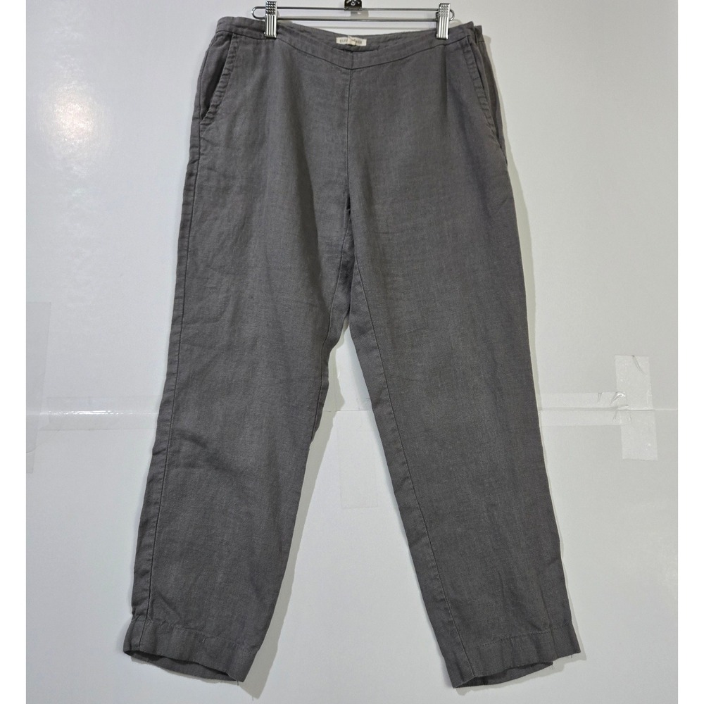 Eileen Fisher Linen Pants Women Small Gray Straight Leg Capsule Minimalist
